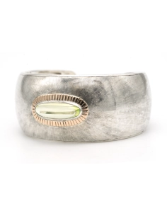 Bracelet Années 50 en argent 925 et or jaune 18 carats serti d'une ouraline - 2