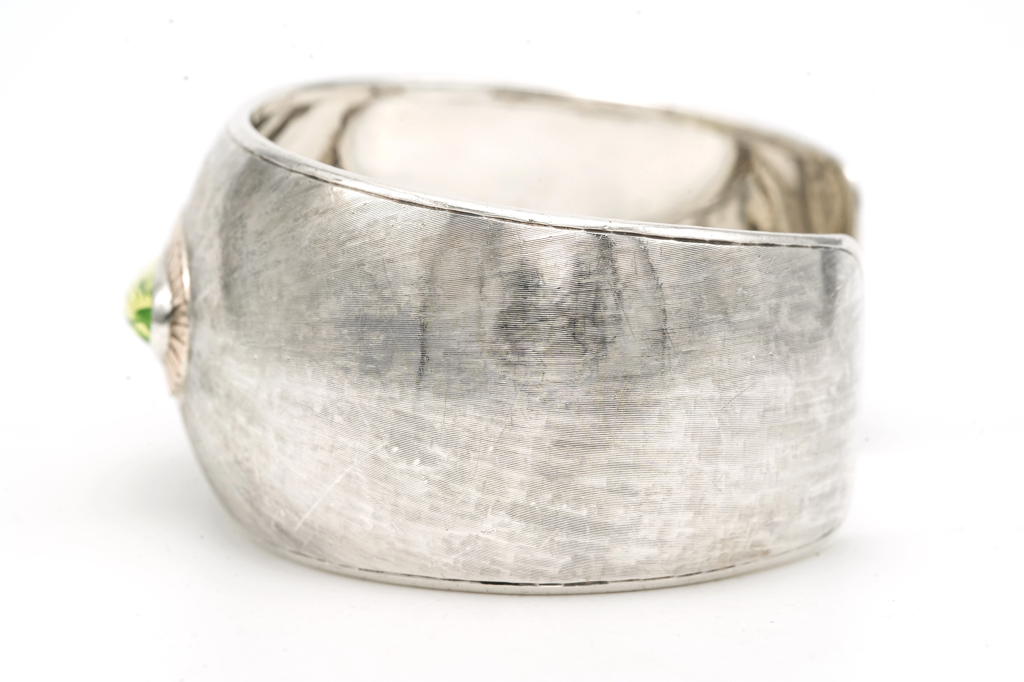 Bracelet Années 50 en argent 925 et or jaune 18 carats serti d'une ouraline - 3