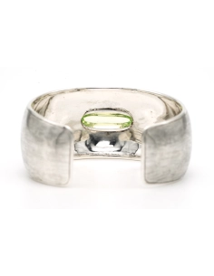 Bracelet Années 50 en argent 925 et or jaune 18 carats serti d'une ouraline - 4
