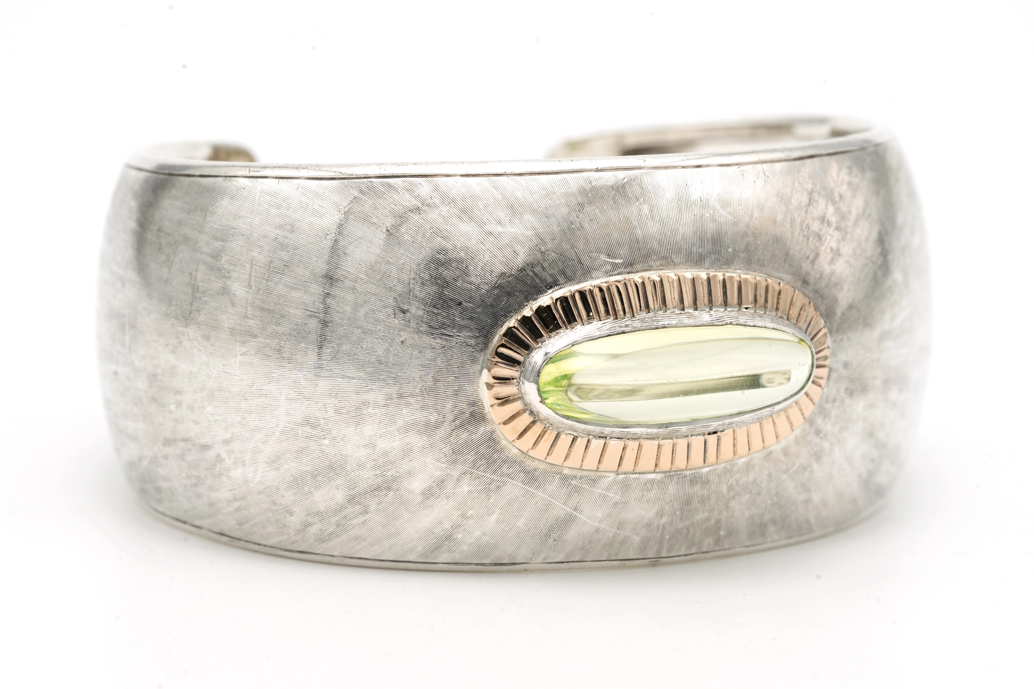 Bracelet Années 50 en argent 925 et or jaune 18 carats serti d'une ouraline - 6