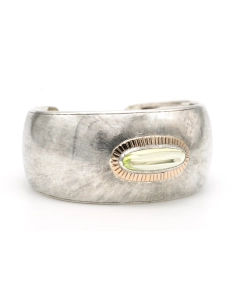 Bracelet Années 50 en argent 925 et or jaune 18 carats serti d'une ouraline - 6