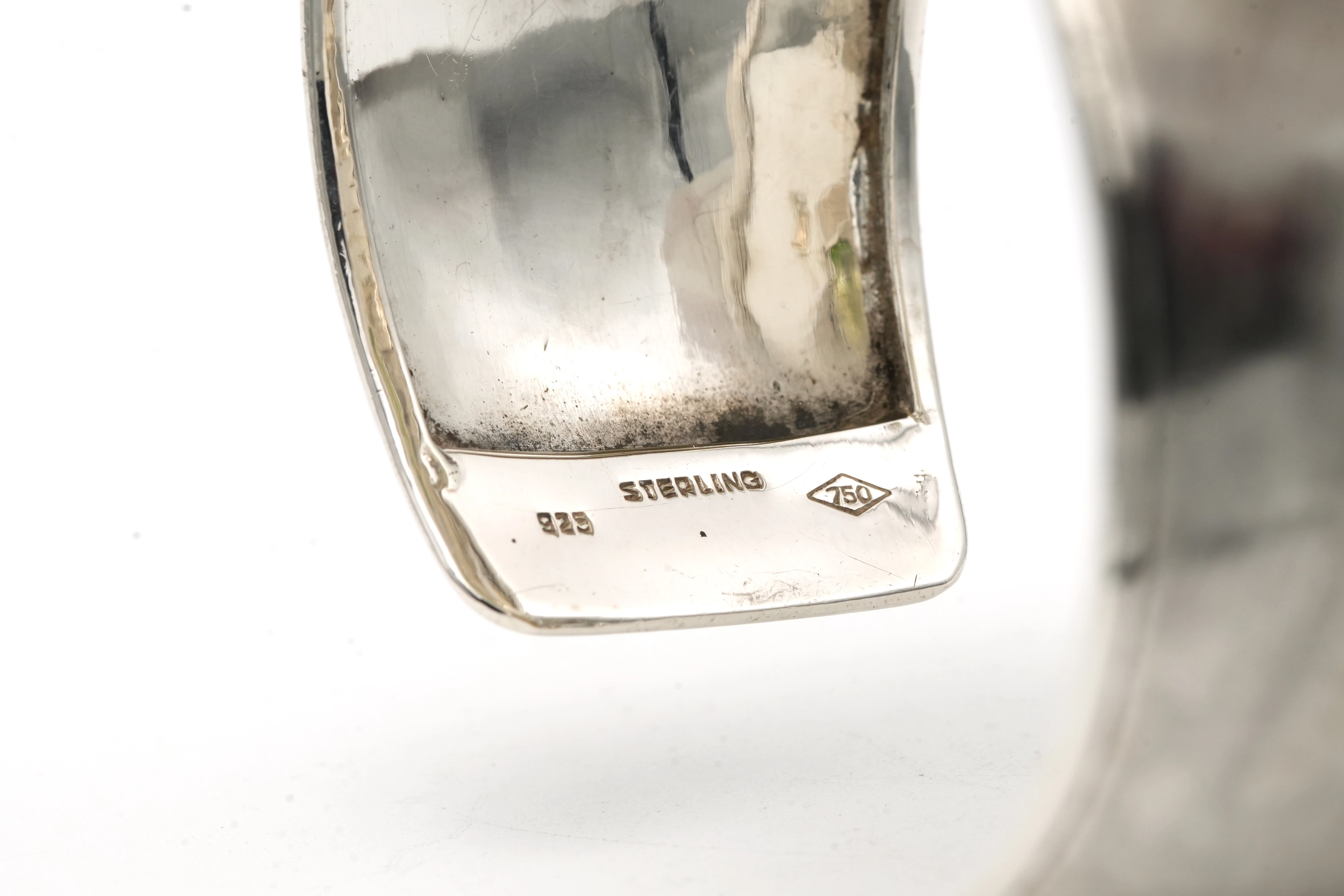 Bracelet Années 50 en argent 925 et or jaune 18 carats serti d'une ouraline - 7