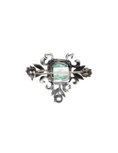 Broche Napoléon III en argent et or jaune 18 carats sertie de strass - 5
