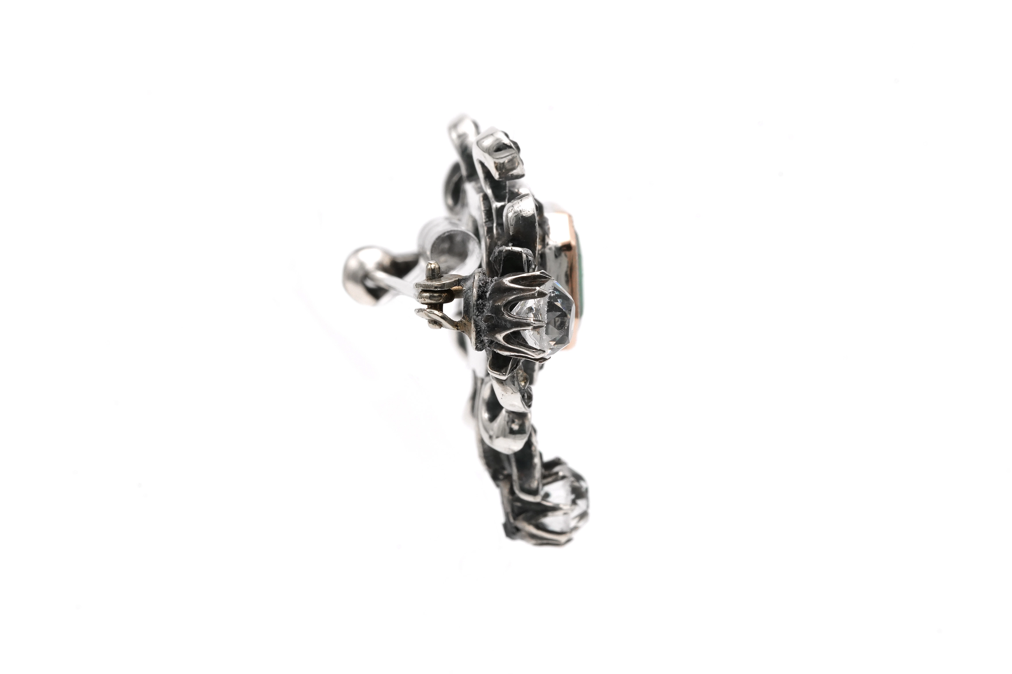 Broche Napoléon III en argent et or jaune 18 carats sertie de strass - 6
