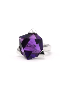 Bague contemporaine en argent 925 sertie d'une améthyste - 1