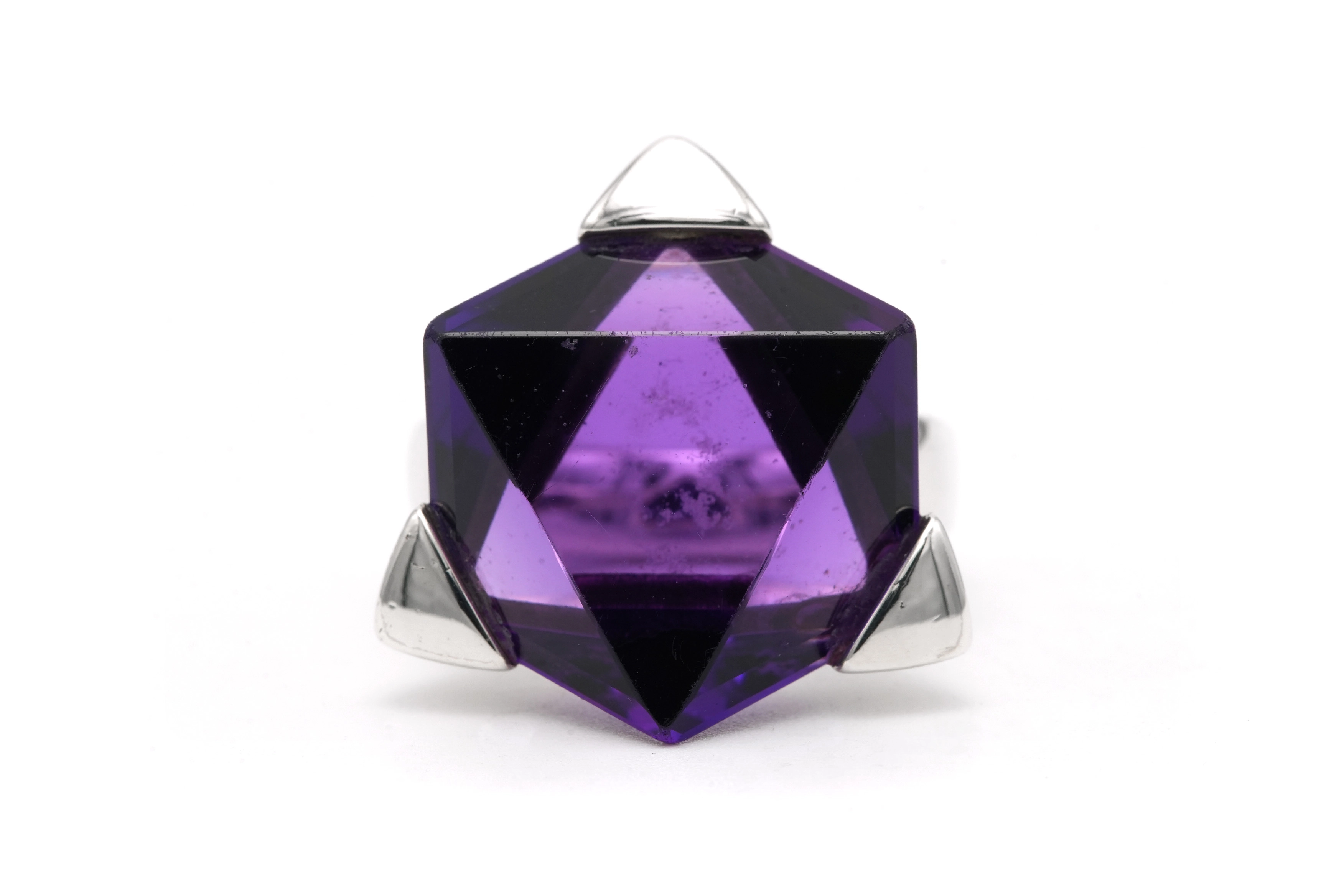 Bague contemporaine en argent 925 sertie d'une améthyste - 2