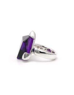 Bague contemporaine en argent 925 sertie d'une améthyste - 3