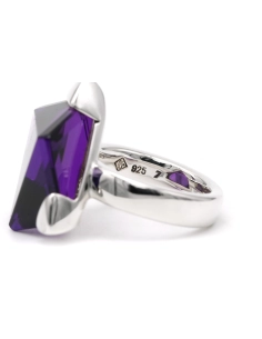 Bague contemporaine en argent 925 sertie d'une améthyste - 4