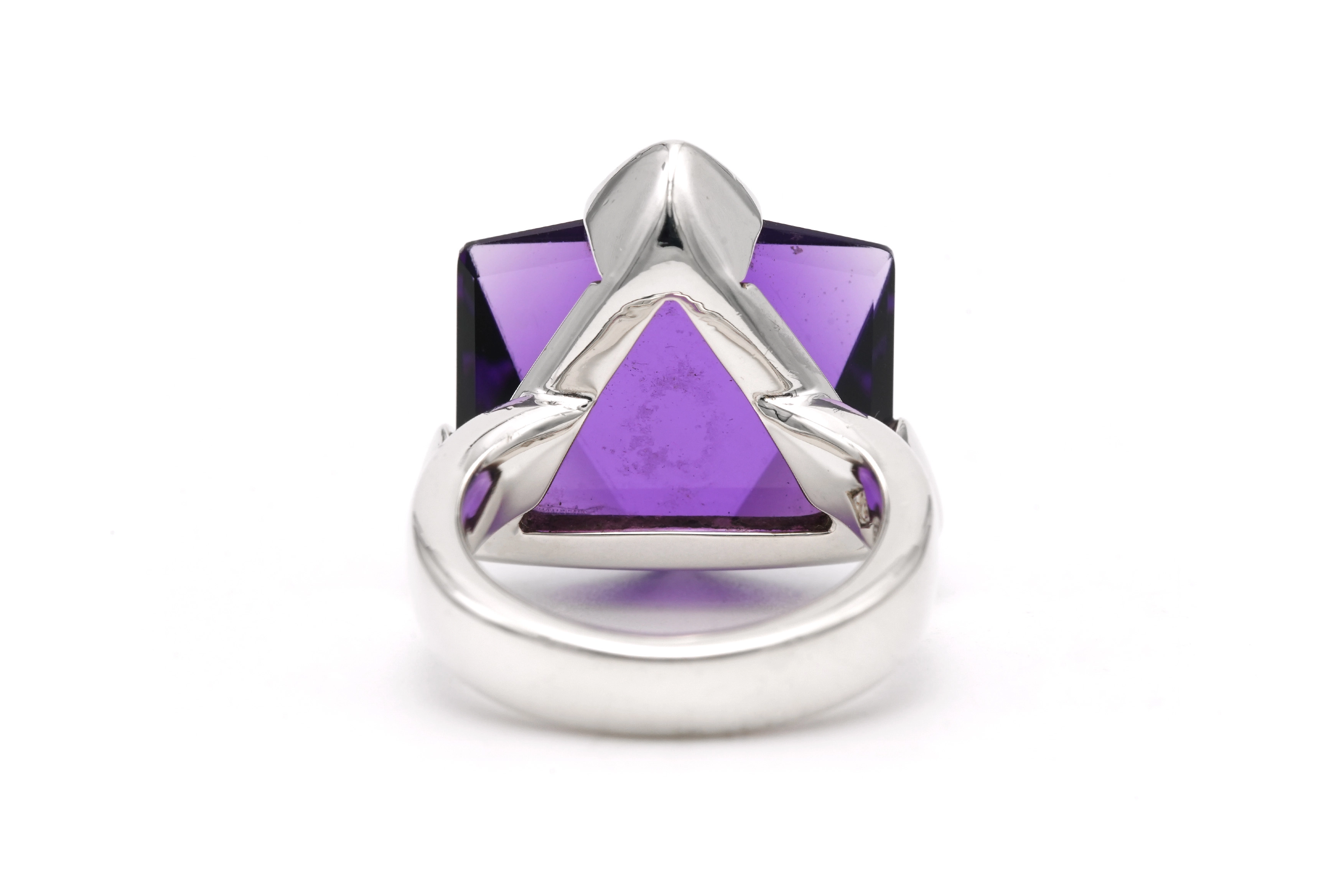 Bague contemporaine en argent 925 sertie d'une améthyste - 5
