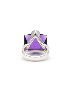 Bague contemporaine en argent 925 sertie d'une améthyste - 5