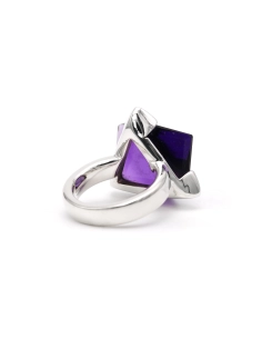 Bague contemporaine en argent 925 sertie d'une améthyste - 6
