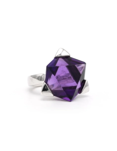 Bague contemporaine en argent 925 sertie d'une améthyste - 7