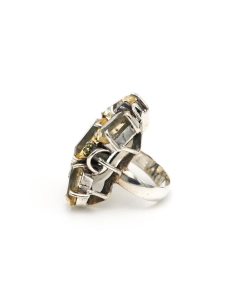 Bague contemporaine en argent 925 sertie de citrines, d'un grenat, d'un péridot, d'une cordiérite - 3