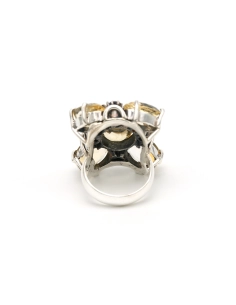 Bague contemporaine en argent 925 sertie de citrines, d'un grenat, d'un péridot, d'une cordiérite - 4