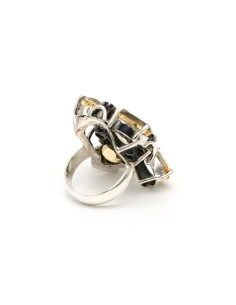 Bague contemporaine en argent 925 sertie de citrines, d'un grenat, d'un péridot, d'une cordiérite - 5