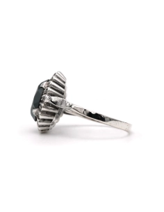 Bague Art Déco en argent sertie d'une hématite et de marcassites - 3