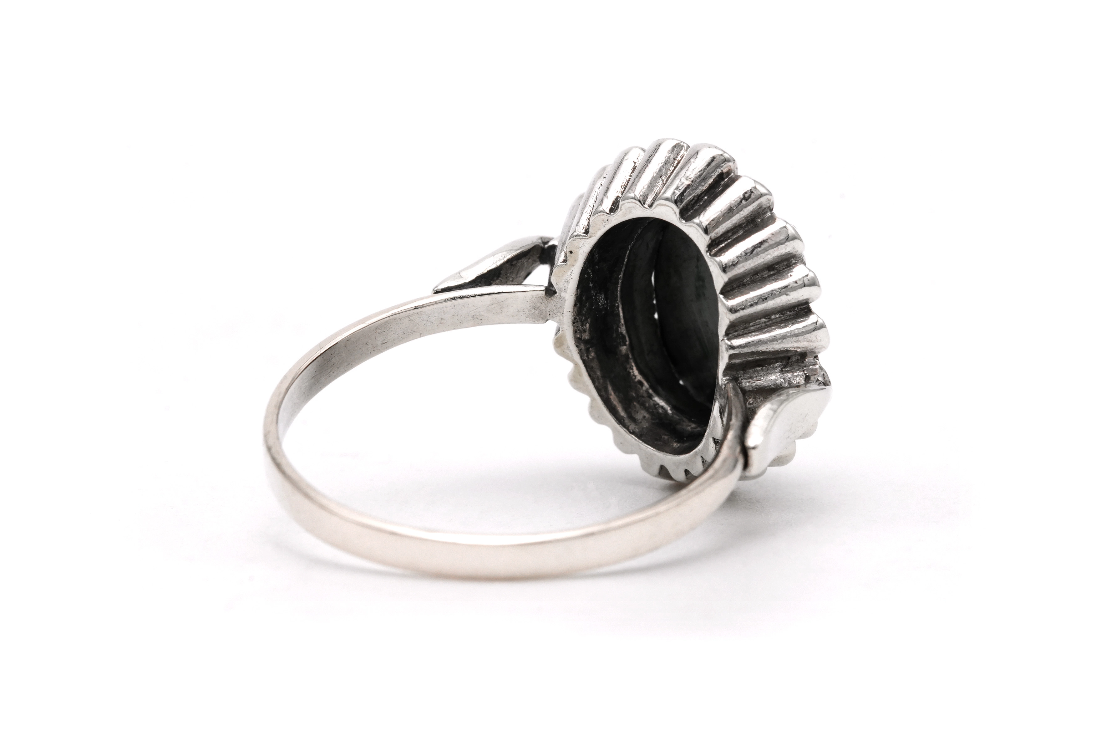 Bague Art Déco en argent sertie d'une hématite et de marcassites - 5