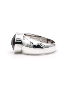 Bague contemporaine en argent 925 sertie d'un grenat - 3