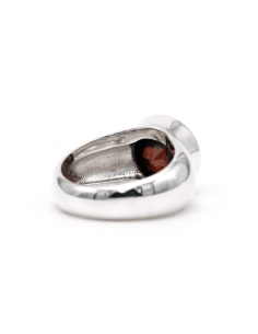 Bague contemporaine en argent 925 sertie d'un grenat - 5