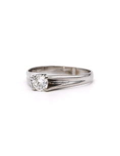 Bague Années 70 en or blanc 18 carats sertie d'un diamant taille "brillant" (+-0.33ct) - 2
