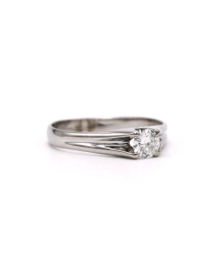 Bague Années 70 en or blanc 18 carats sertie d'un diamant taille "brillant" (+-0.33ct) - 6