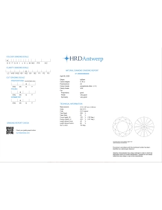 Diamant naturel taille "brillant" rond certifié HRD 0.74 carats - D - VS 2 - 3