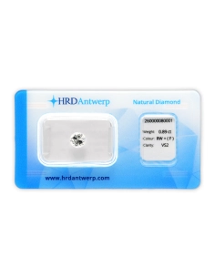 Diamant naturel taille "brillant" rond certifié HRD 0.89 carats - F - VS 2 - 2