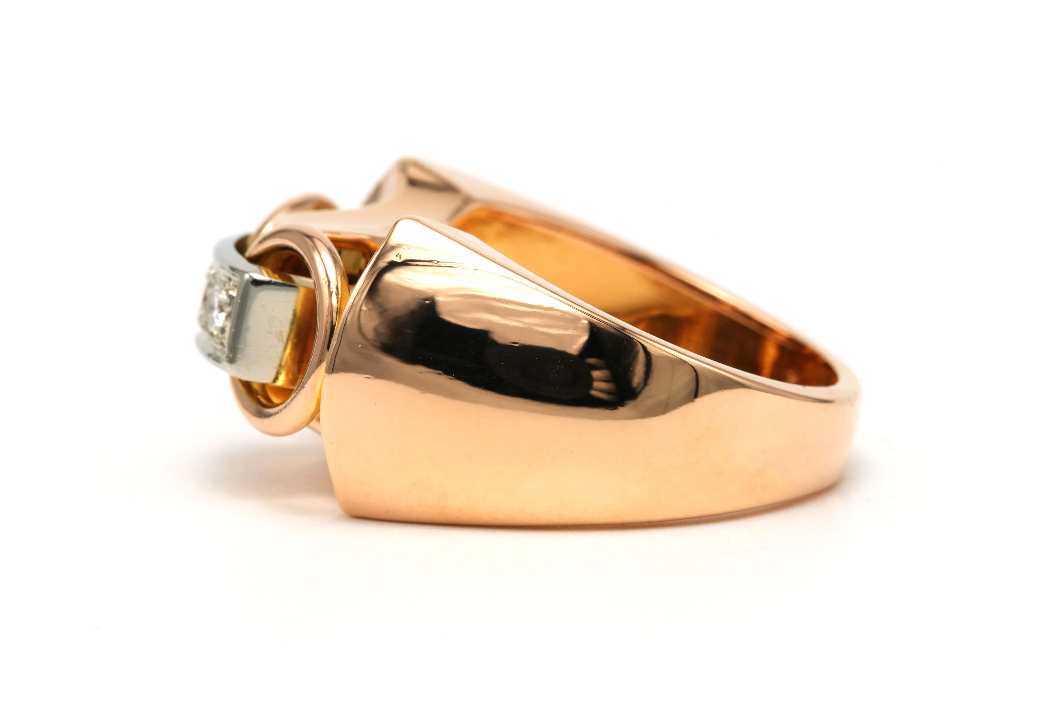 Bague Art Déco en or jaune 18 carats sertie de diamants taille "brillant" (+-0.09 - 3