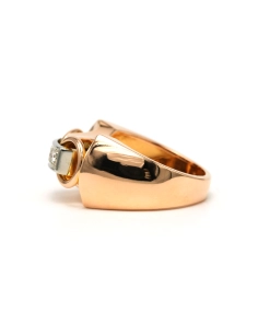 Bague Art Déco en or jaune 18 carats sertie de diamants taille "brillant" (+-0.09 - 3