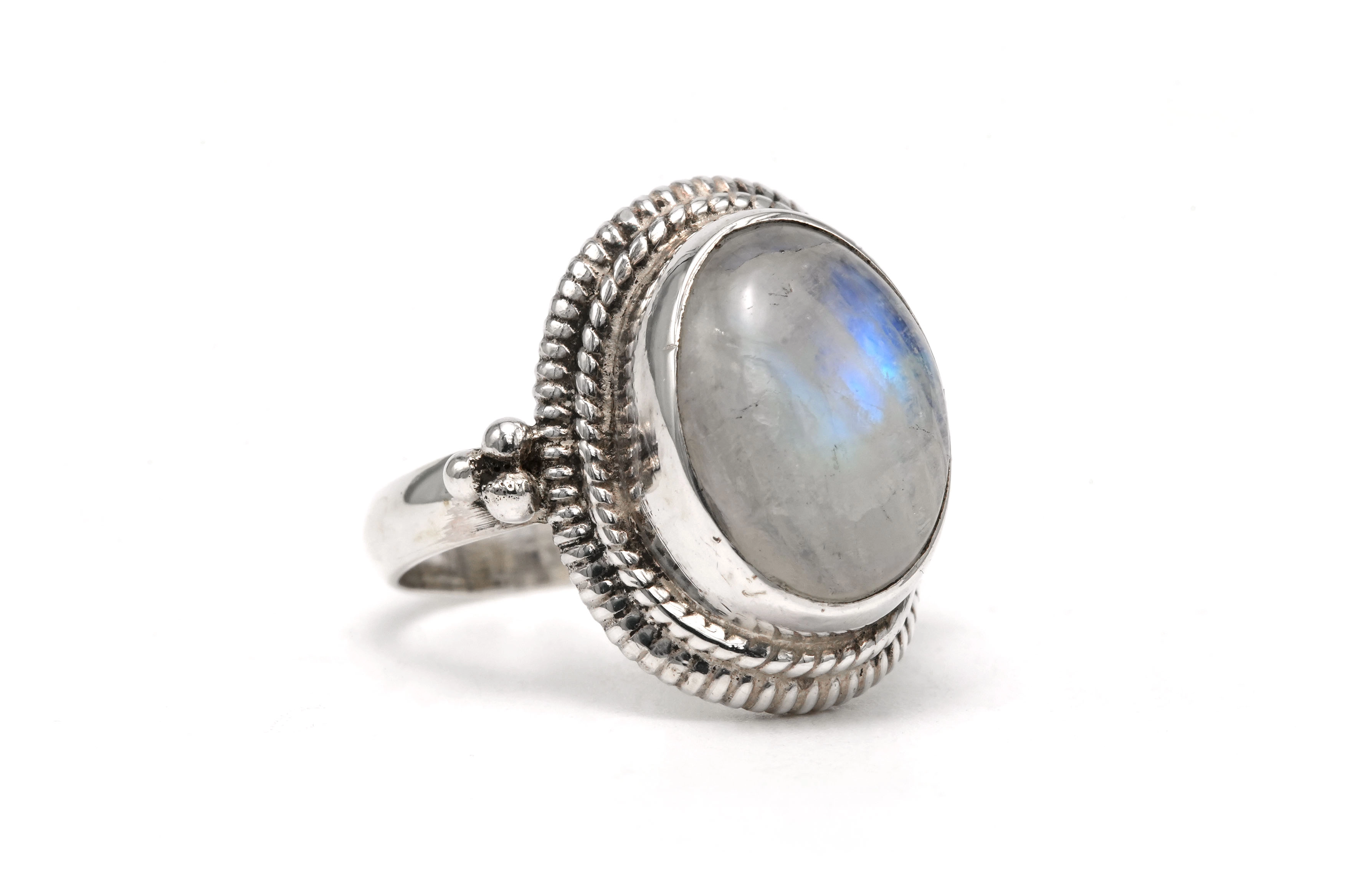 Bague contemporaine en argent 925 sertie d'une labradorite - 7