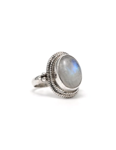Bague contemporaine en argent 925 sertie d'une labradorite - 7