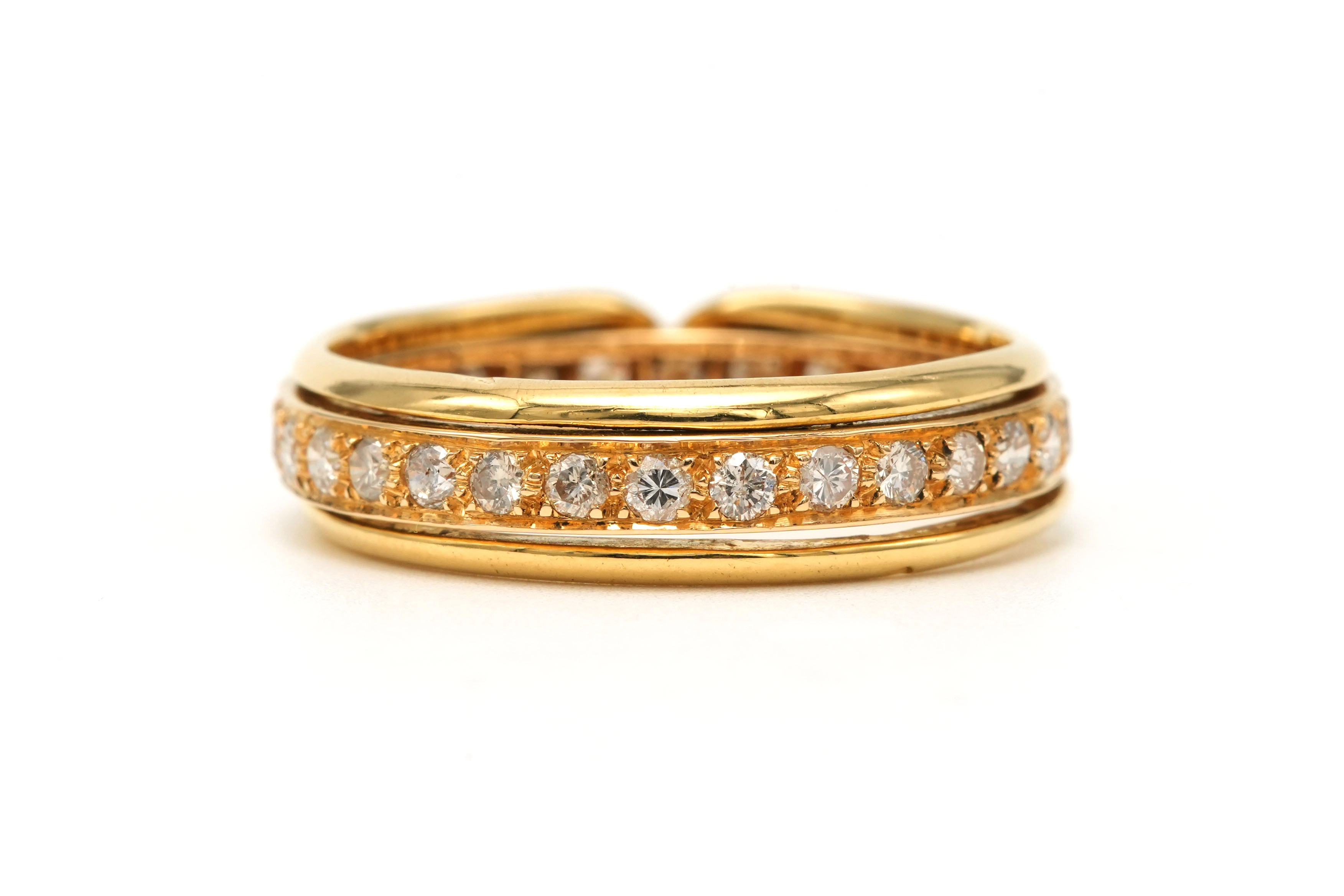 Alliance américaine contemporaine en or jaune 18 carats sertie de diamants "taille" brillant (+-0.42ct) - 1