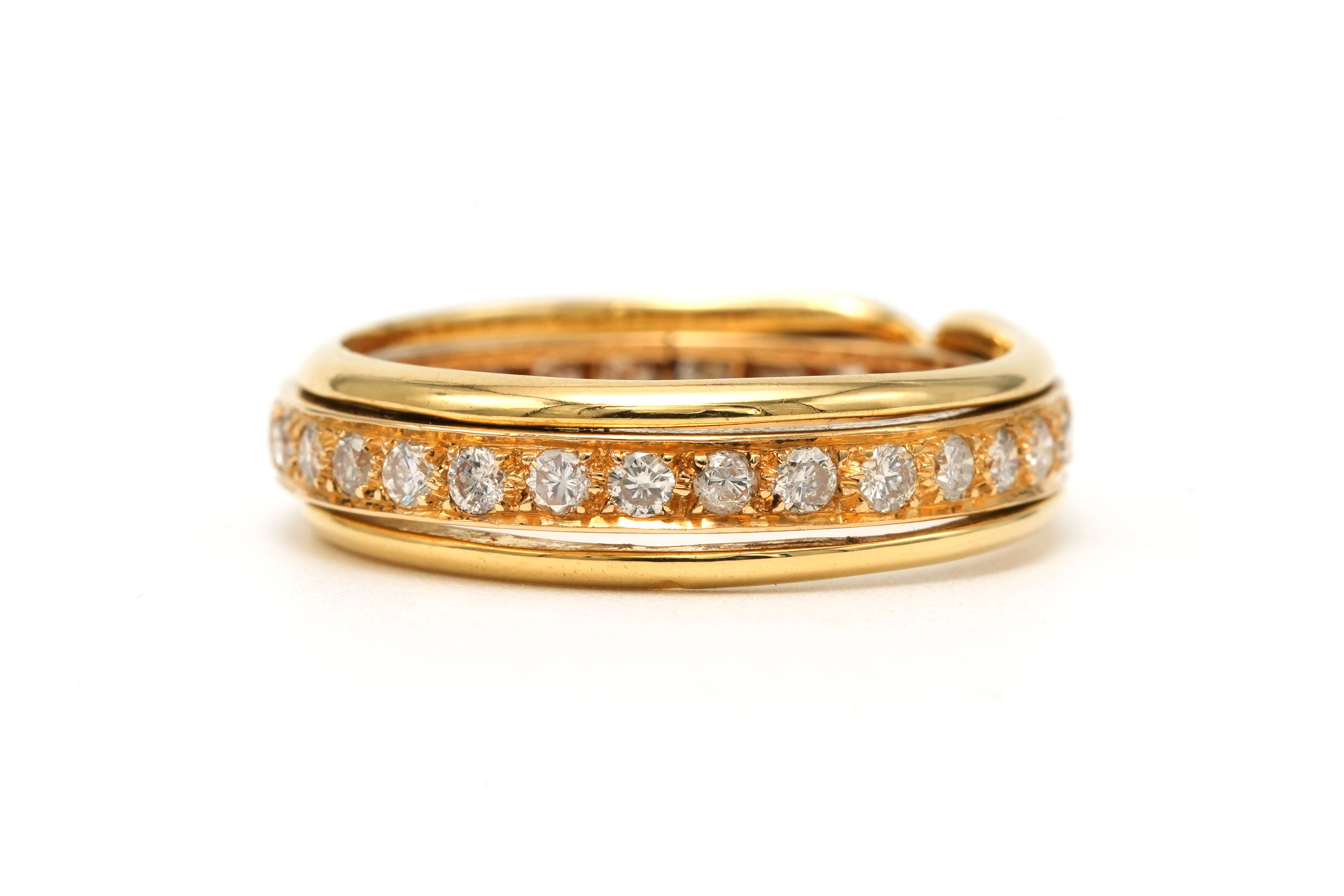 Alliance américaine contemporaine en or jaune 18 carats sertie de diamants "taille" brillant (+-0.42ct) - 2