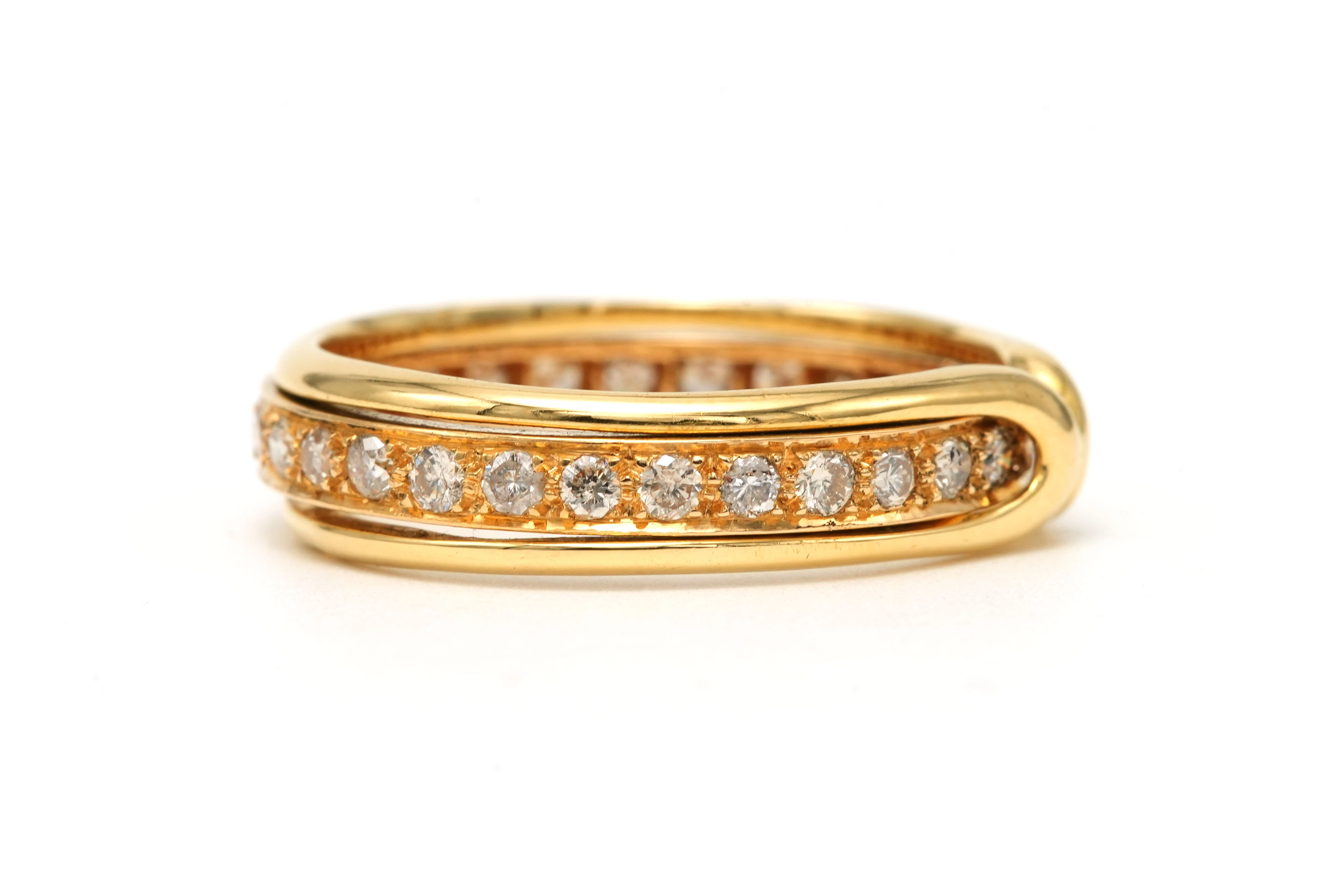 Alliance américaine contemporaine en or jaune 18 carats sertie de diamants "taille" brillant (+-0.42ct) - 6