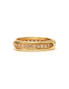Alliance américaine contemporaine en or jaune 18 carats sertie de diamants "taille" brillant (+-0.42ct) - 6