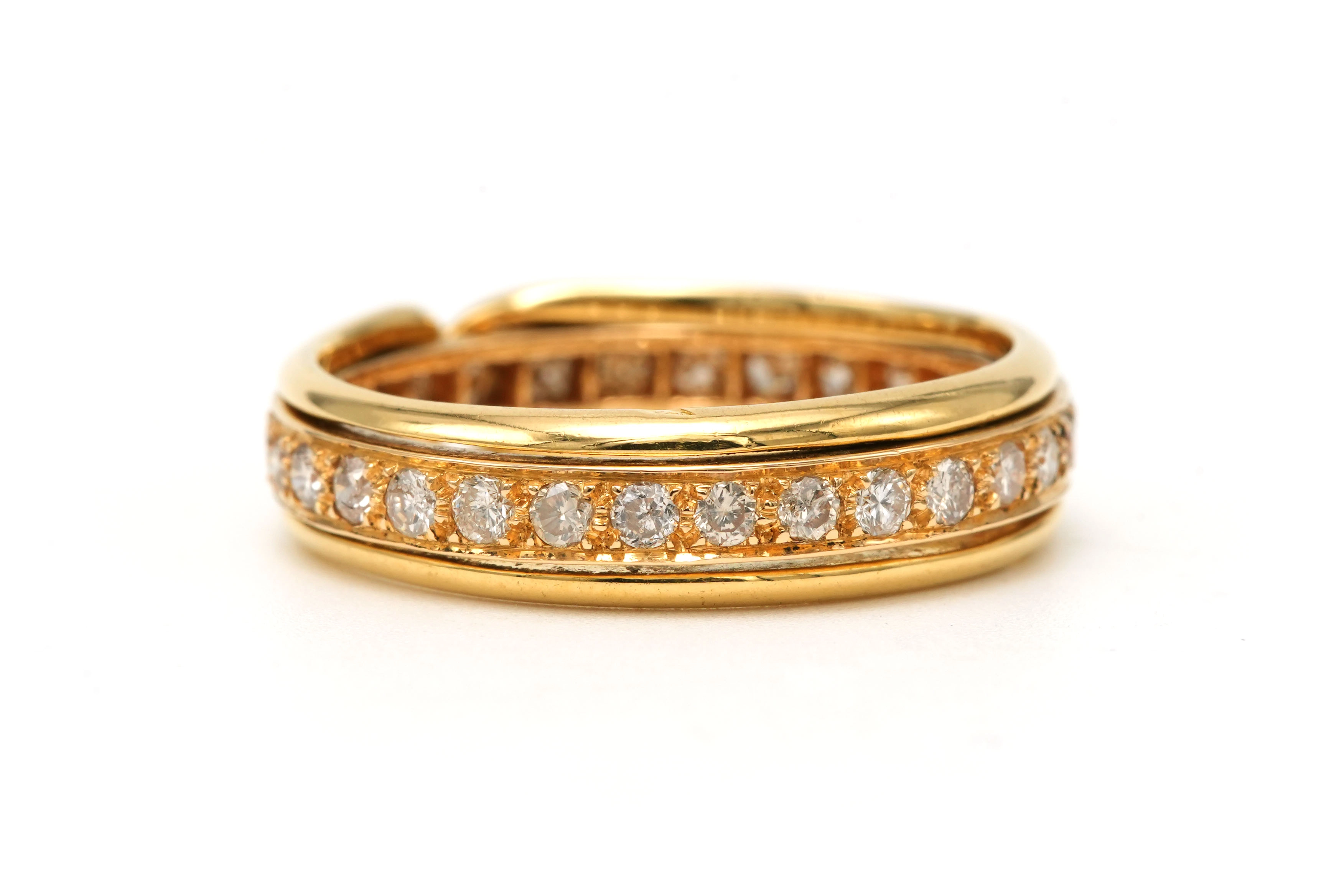 Alliance américaine contemporaine en or jaune 18 carats sertie de diamants "taille" brillant (+-0.42ct) - 3