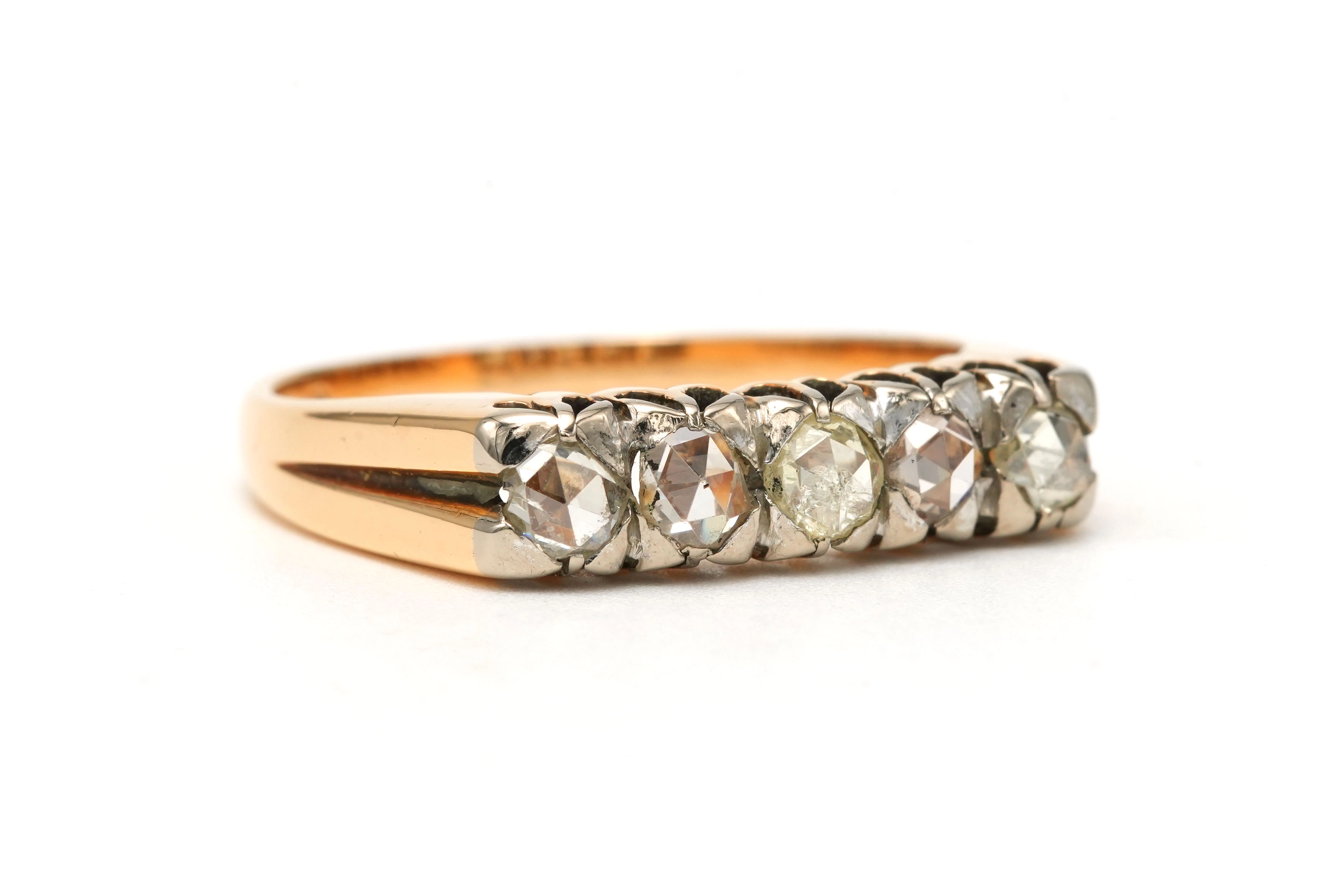 Bague Napoléon III en or jaune 18 carats sertie de diamants taille "rose" - 6
