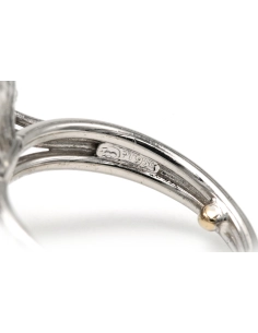 Bague contemporaine en platine sertie d'un saphir et de diamants taille "baguette" - 7