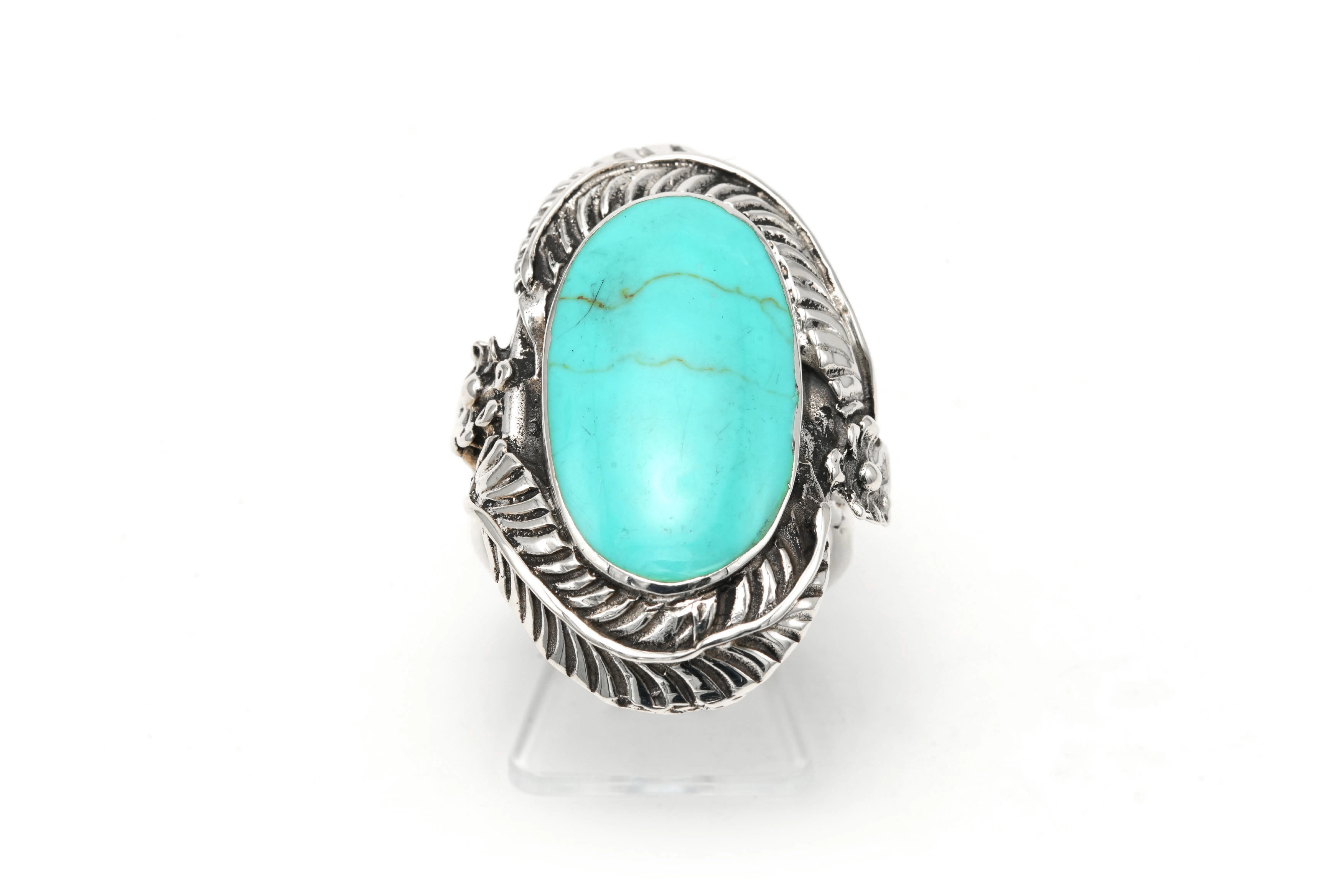 Bague Années 70 en argent 925 sertie d'une turquoise - 1