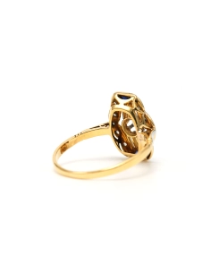 Bague Art Déco en or jaune et blanc 18 carats sertie d'un diamant taille "old cut", de diamants taille "rose" et de saphirs - 5
