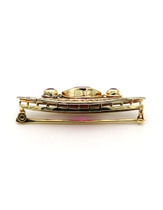 Broche Art Déco en or jaune 14 carats sertie de rubis de synthèse - - 4