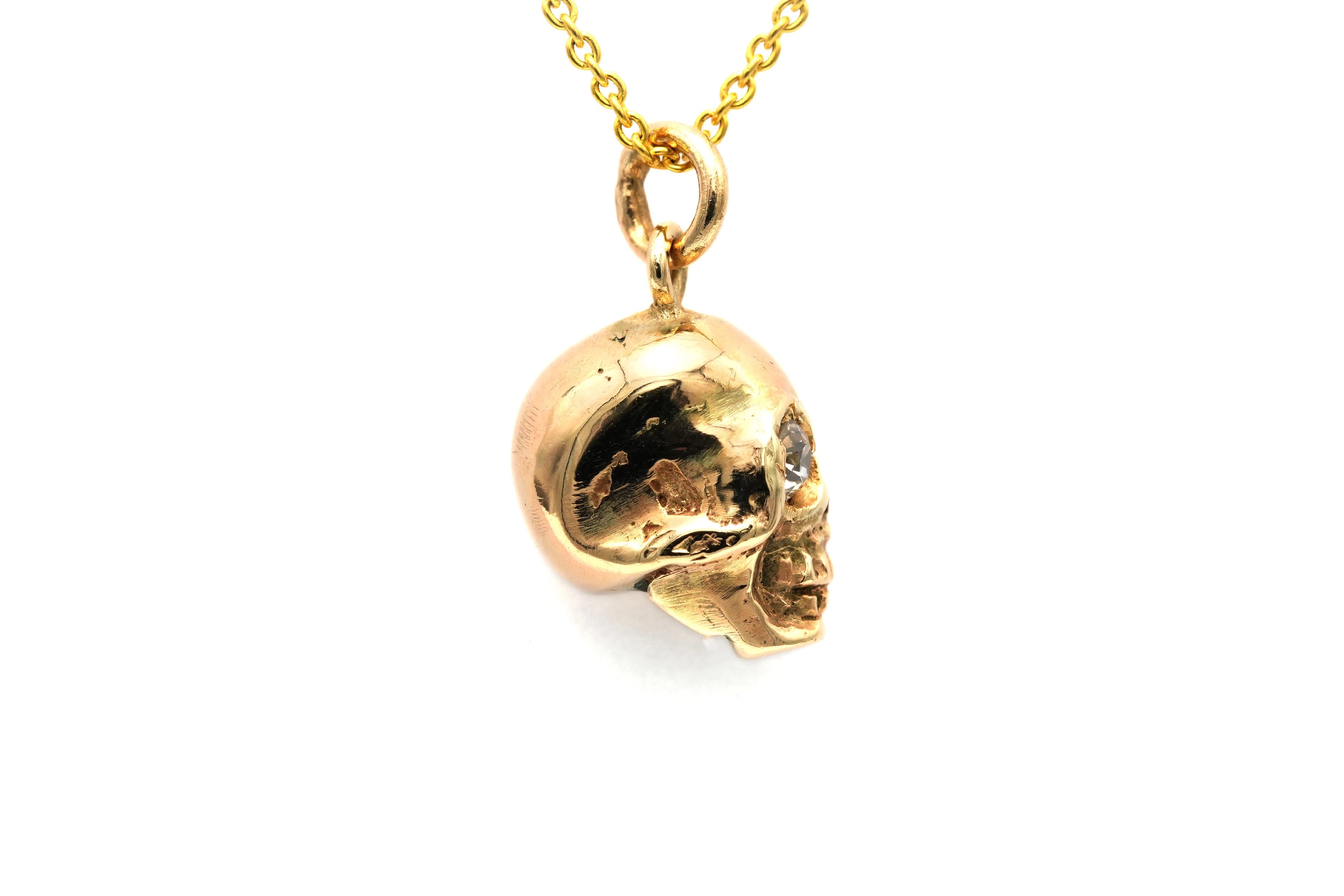 Pendentif contemporain en or jaune 12 carats serti de diamants taille "Old cut" - 3