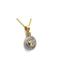 Pendentif contemporain en or jaune 18 carats serti de diamants taille "brillant" (+-0.48ct) - 2