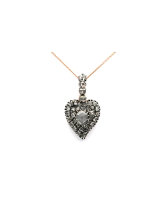 Pendentif Napoléon III en or jaune 18 carats et argent serti de diamants taille "rose" - 1