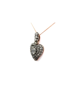 Pendentif Napoléon III en or jaune 18 carats et argent serti de diamants taille "rose" - 3
