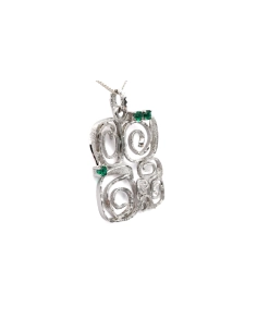 Pendentif Années 70 en argent 900 serti de strass - 2