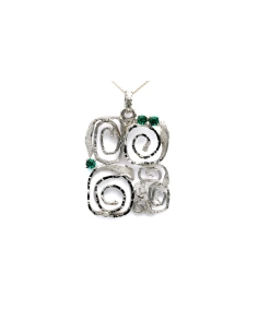 Pendentif Années 70 en argent 900 serti de strass - 1
