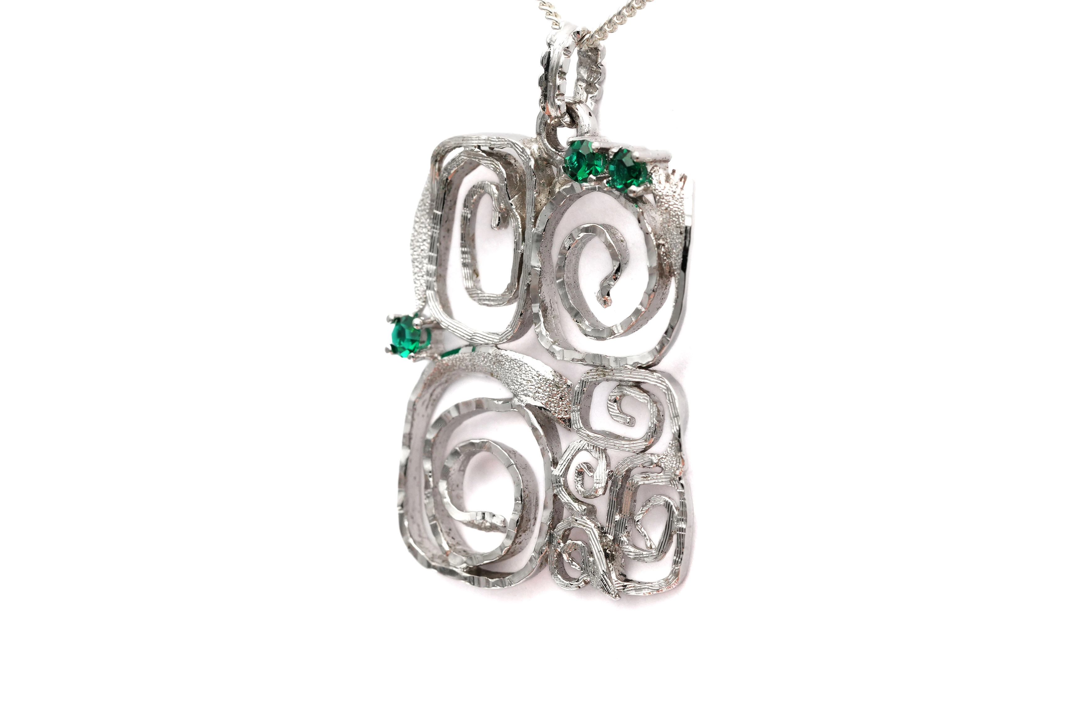 Pendentif Années 70 en argent 900 serti de strass - 3
