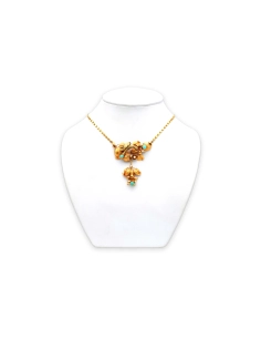 Collier Napoléon III en or jaune 18 carats serti de turquoises et de perles - 2