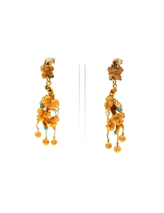 Boucles d'oreilles Napoléon III en or jaune 14 carats serties de turquoises - 6